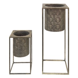Clayre & Eef Planter Set of 2 Gold colored Brown