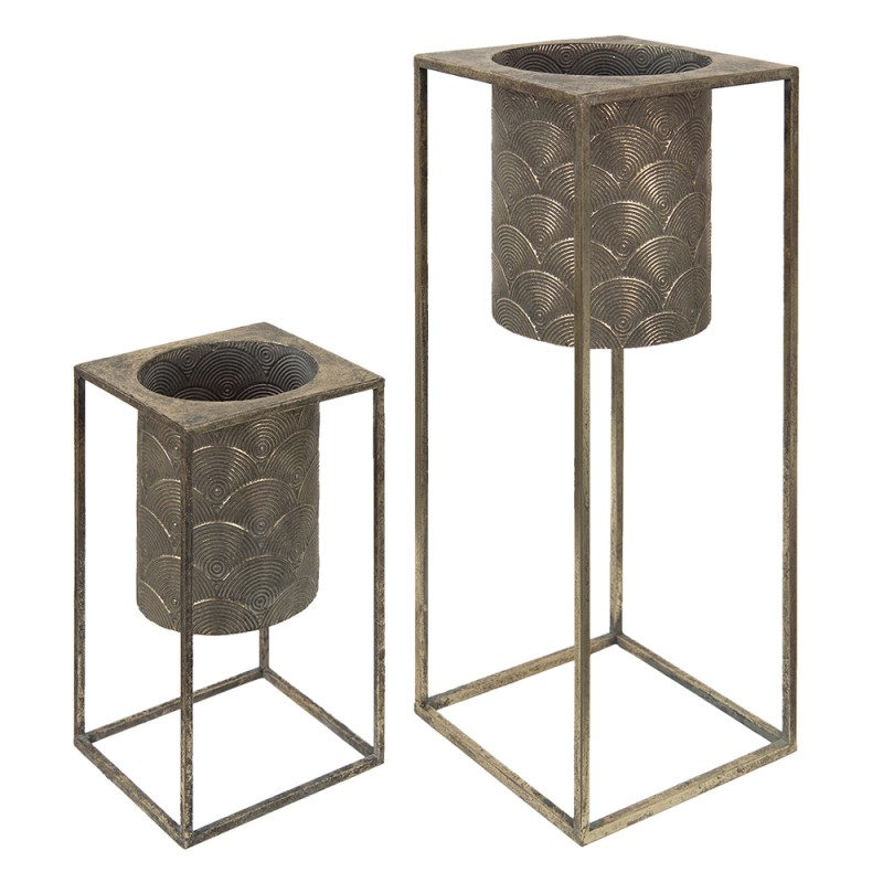 Clayre & Eef Planter Set of 2 Gold colored Brown Iron