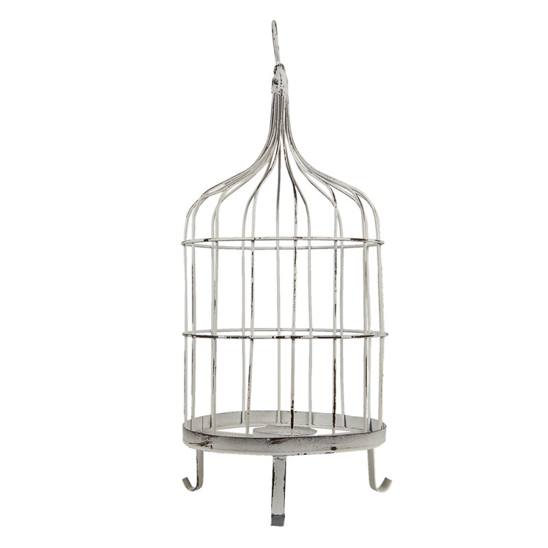 Clayre & Eef Décoration de cage Oiseau 61 cm Blanc Métal Rond