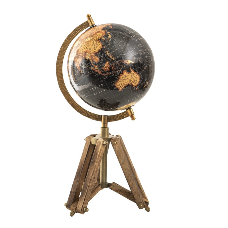 Clayre & Eef Globe 18x16x26 cm Black Wood Metal