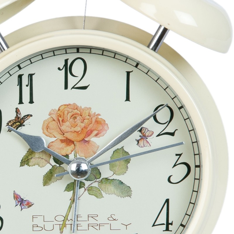 Clayre & Eef Analog Alarm Clock Ø 12x15 cm Beige Metal Glass