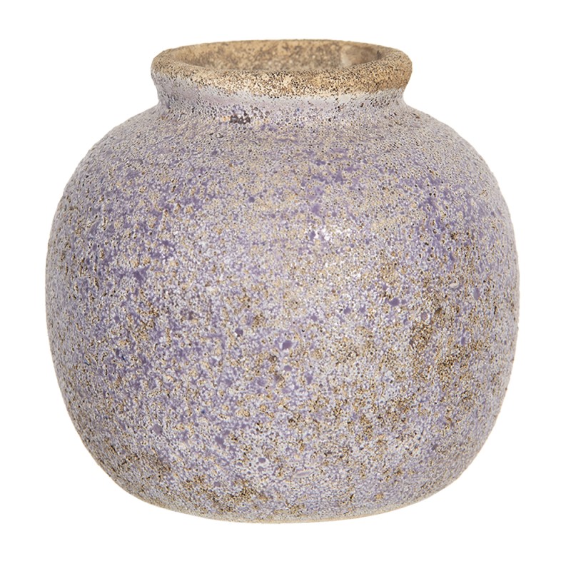 Clayre & Eef Vase 8 cm Purple Ceramic Round
