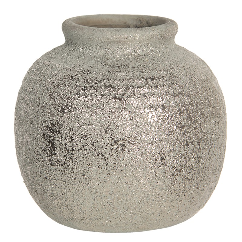Clayre & Eef Vaso  8 cm Grigio Ceramica Rotondo