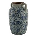 Clayre & Eef Vase 19x18x29 cm Blue Green Ceramic Round Flowers