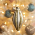 Clayre & Eef Christmas Bauble Set of 4 6x13 cm Gold colored White Glass