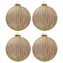 Clayre & Eef Christmas Bauble Set of 4 Ø 10 cm Gold colored Glass Round