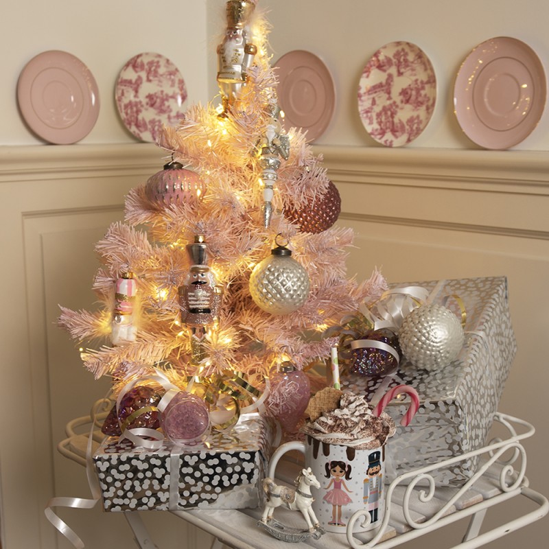 Clayre & Eef Christmas Ornament Nutcracker 17 cm Pink Glass