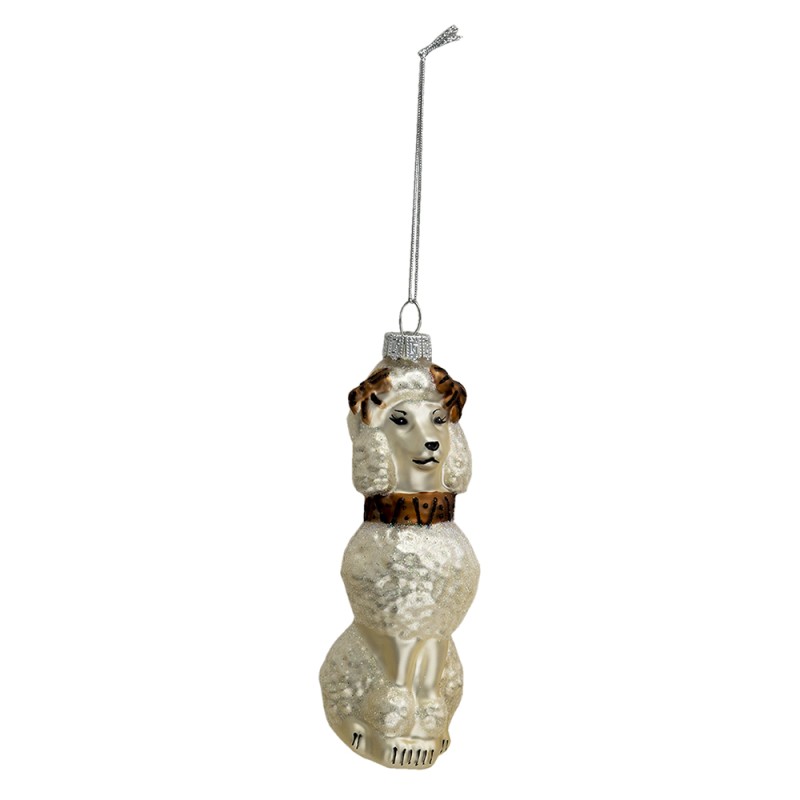 Clayre & Eef Christmas Ornament Dog 14 cm White Glass