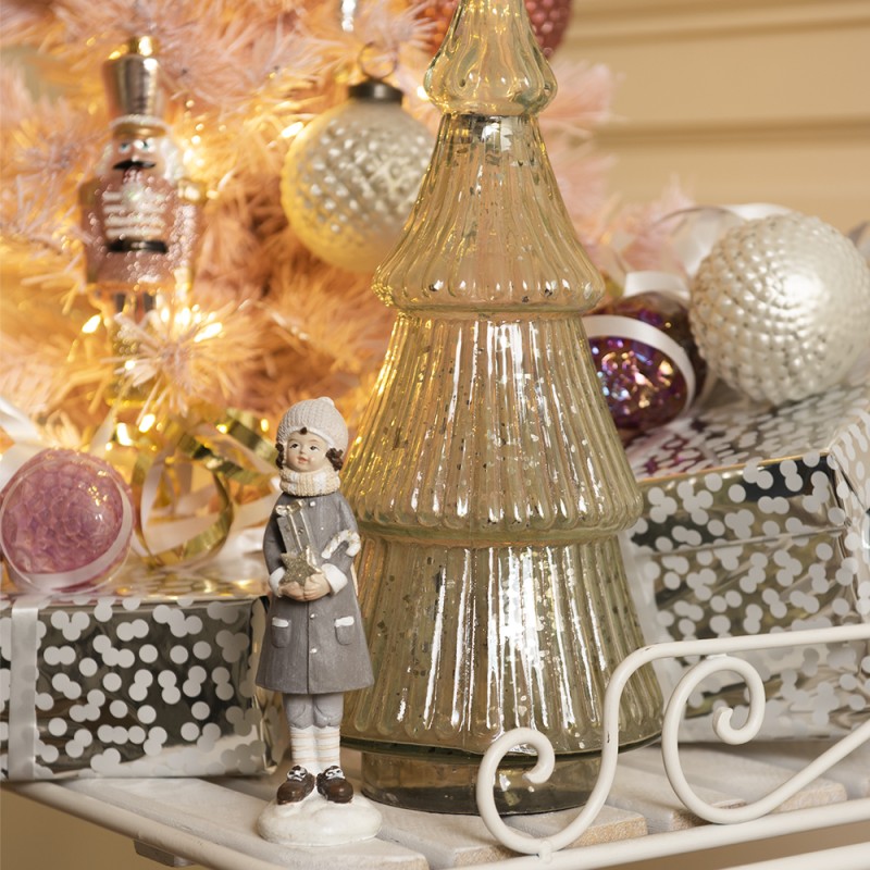 Clayre & Eef Figurine Christmas Tree 30 cm Beige Glass