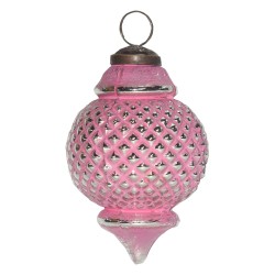 Clayre & Eef Christmas Bauble Ø 8 cm Pink Glass