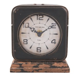 Clayre & Eef Table Clock 11*12 cm Brown Iron