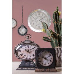 Clayre & Eef Table Clock 11*12 cm Brown Iron