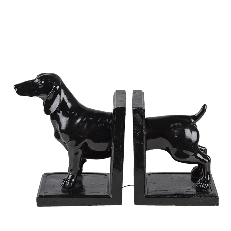 Clayre & Eef Bookends Set of 2 Dog 25x9x15 cm Black Plastic