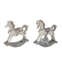 Clayre & Eef Beeld Set van 2 Paard 8 cm Wit Polyresin