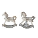 Clayre & Eef Beeld Set van 2 Paard 8 cm Wit Polyresin