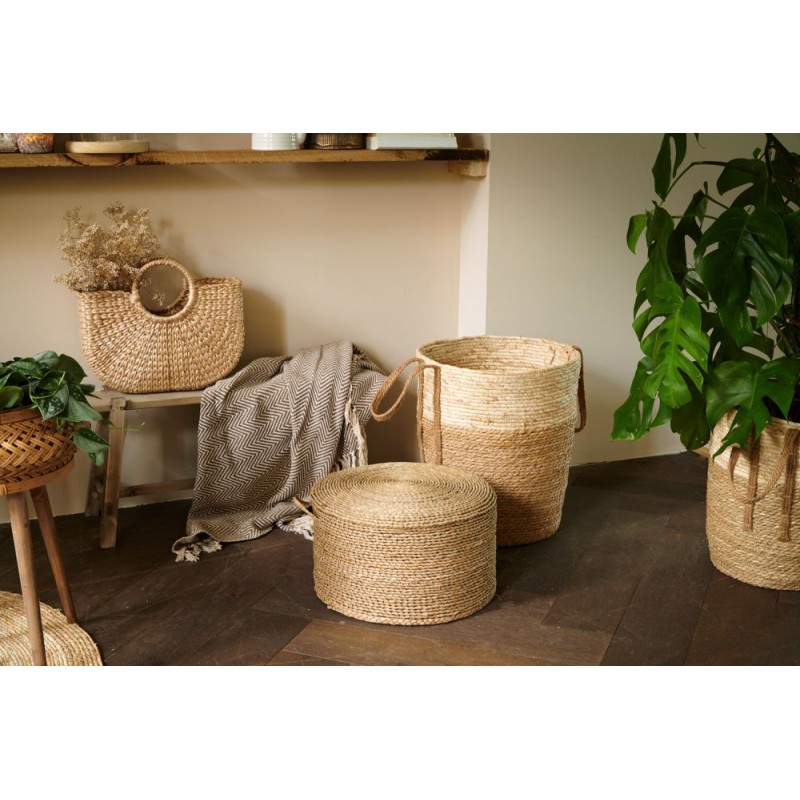 Clayre & Eef Storage Basket Set of 3 Ø 40x46 cm Beige Seagrass Round