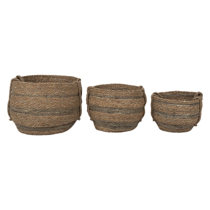 Clayre & Eef Storage Basket Set of 3 Ø 38x32 cm Brown Seagrass Round