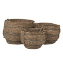 Clayre & Eef Storage Basket Set of 3 Ø 38x32 cm Brown Seagrass Round