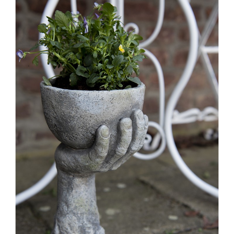 Clayre & Eef Pot de fleurs Main 15x14x30 cm Gris Pierre