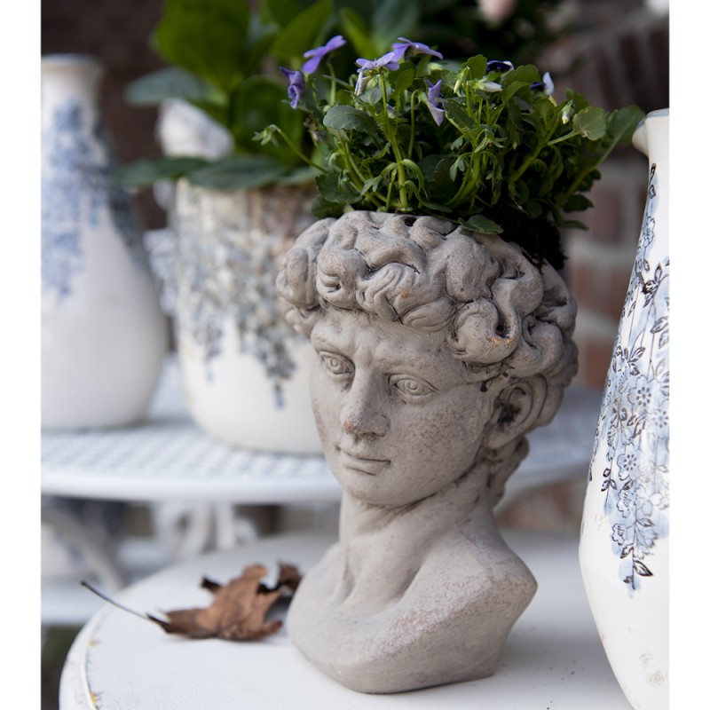 Clayre & Eef Pot de fleurs Buste 14x13x21 cm Gris Pierre