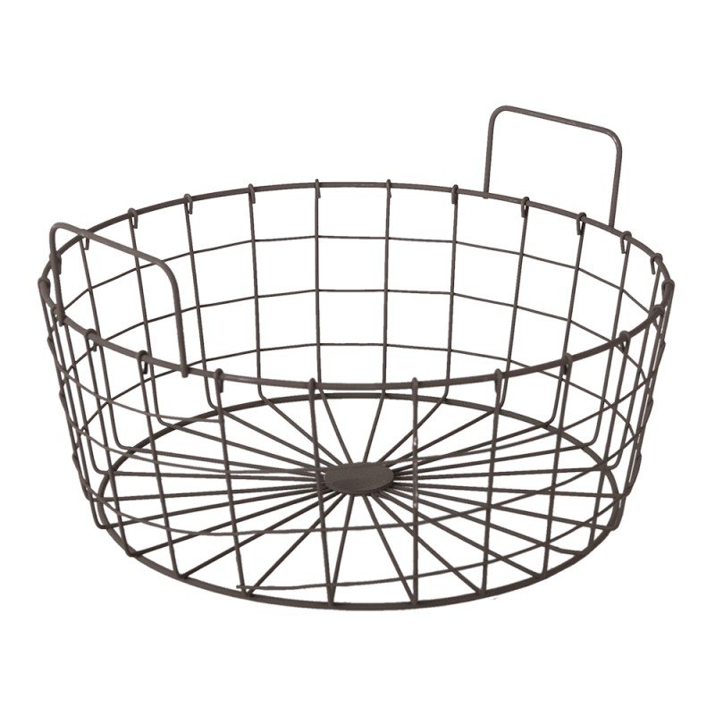 Clayre & Eef Storage Basket Ø 36x19 cm Brown Iron