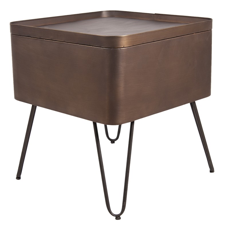 Clayre & Eef Side Table 45x45x50 cm Copper colored Iron Square