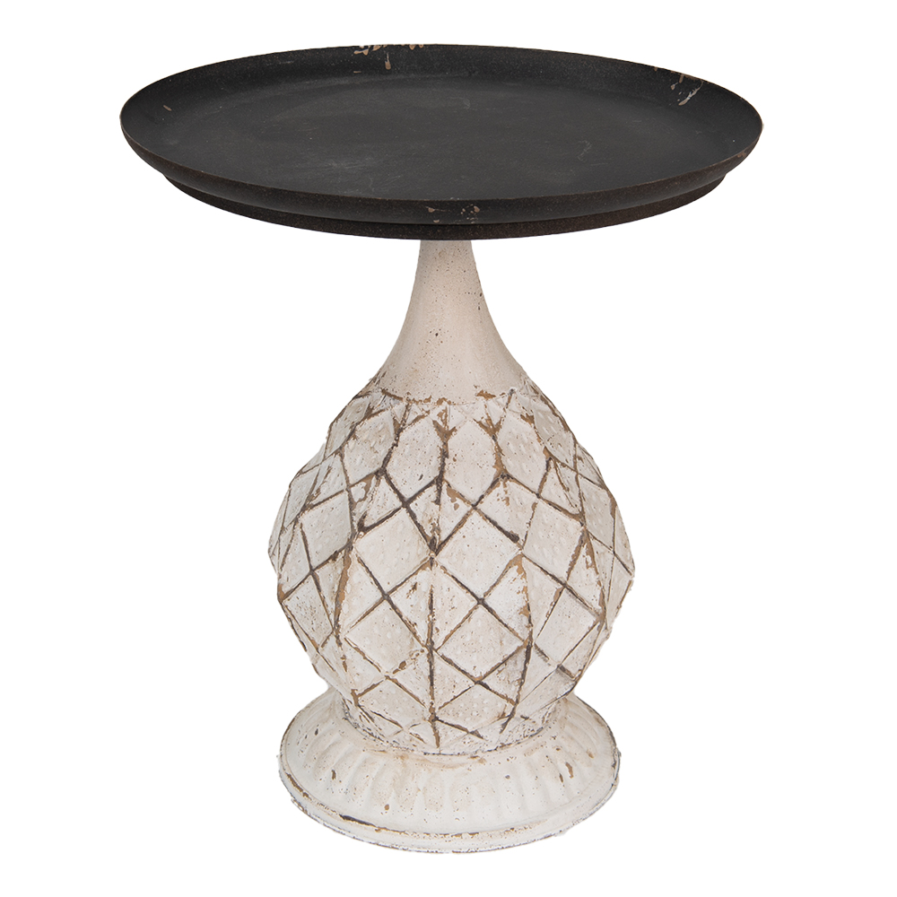 Clayre&Eef BijzettafelØ 48x57 cm Zwart Wit IJzer afbeelding