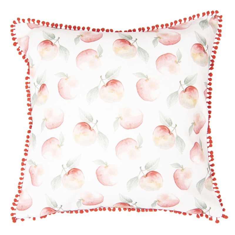 Clayre & Eef Housse de coussin 40x40 cm Blanc Rouge Coton Carré Pomme