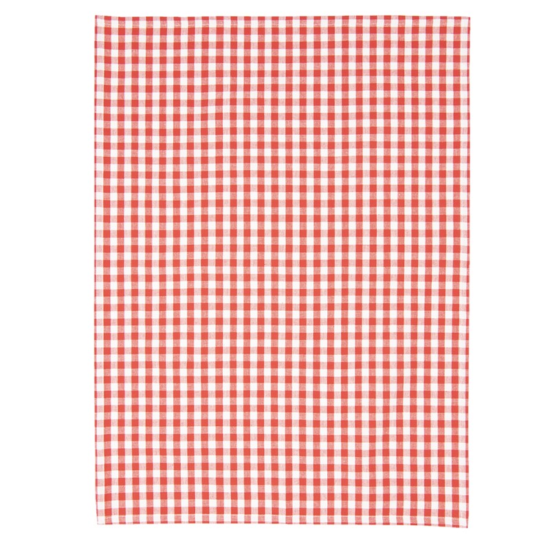 Clayre & Eef Theedoek  50x70 cm Rood Wit Katoen Ruit