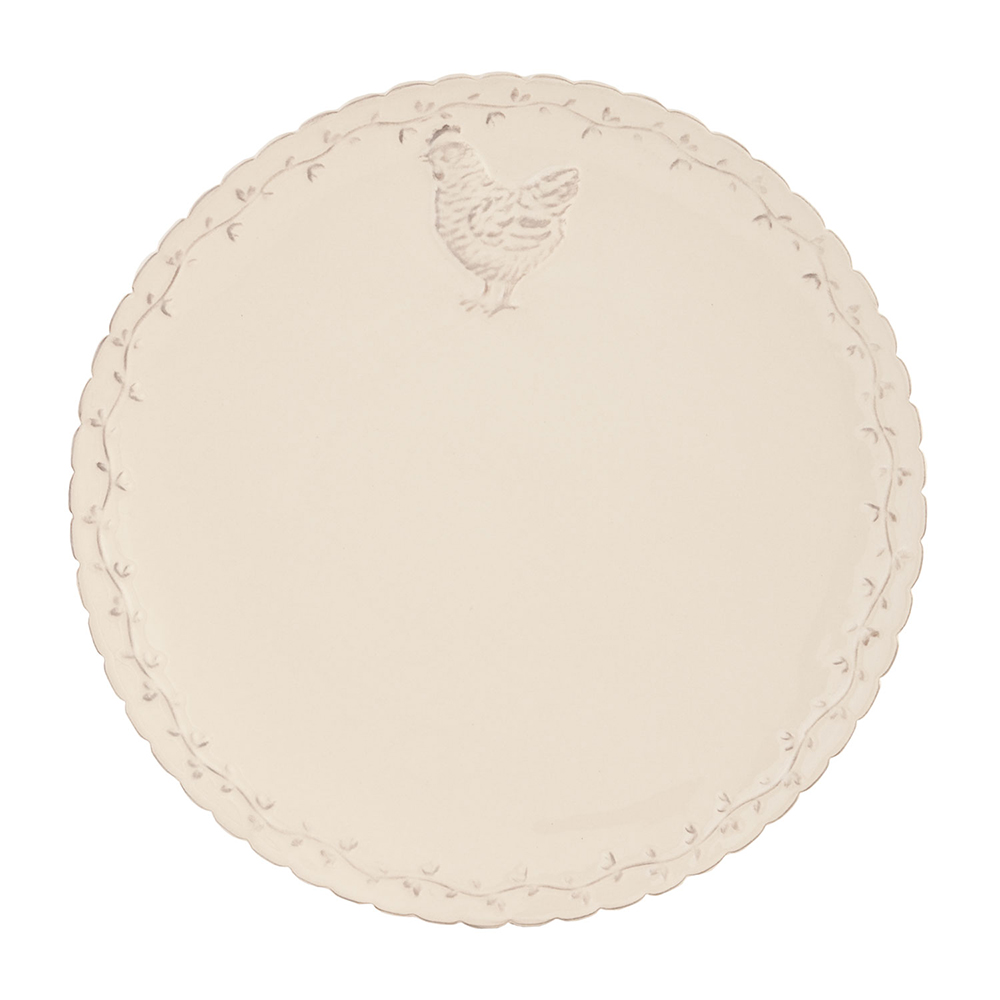 Clayre&Eef DinerbordØ 26 cm Beige Keramiek Kip afbeelding