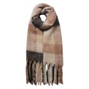 Juleeze Écharpe d'hiver femmes 50x180 cm Beige Marron Losange