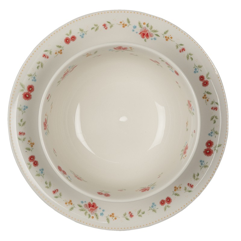 Clayre & Eef Assiette de petit déjeuner Ø 20 cm Beige Rose Céramique Rond Roses