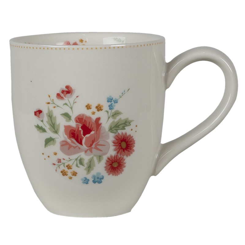 Clayre & Eef Tasse 200 ml Beige Rosa Keramik Rund Rosen