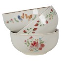 Clayre & Eef Soup Bowl Ø 14 cm Beige Pink Ceramic Round Roses