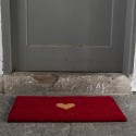 Clayre & Eef Door Mat 75x45 cm Red Rubber Coconut Fiber Rectangle Heart