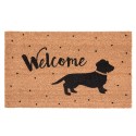Clayre & Eef Door Mat 75x45 cm Brown Rubber Coconut Fiber Rectangle Dog Welcome