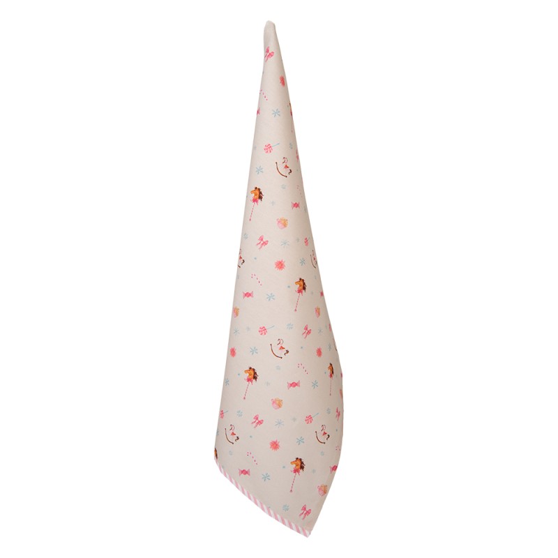 Clayre & Eef Theedoek  50x70 cm Beige Roze Katoen Hobbelpaard