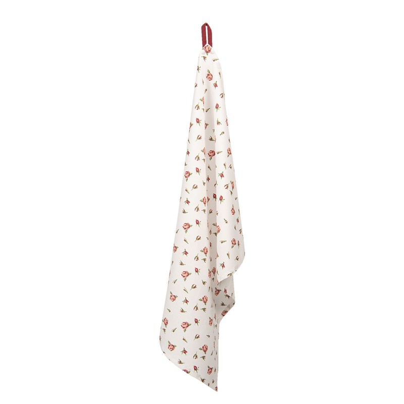 Clayre & Eef Tea Towel  50x70 cm Red White Cotton Rectangle Roses