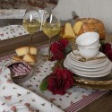 Clayre & Eef Torchon 50x70 cm Rouge Blanc Coton Rectangle Roses