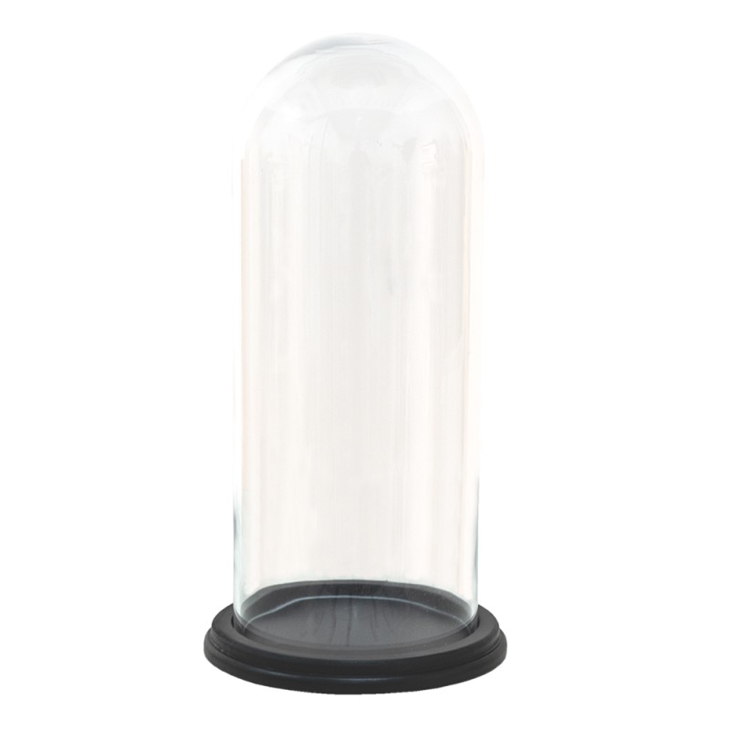 Clayre & Eef Glass Bell Jar Ø 17x26 cm Wood Glass