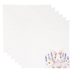 Clayre & Eef Napkins Cotton Set of 6 40x40 cm White Pink Cotton Square