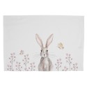 Clayre & Eef Tischsets 6er Set 48x33 cm Weiß Braun Baumwolle Rechteck Kaninchen