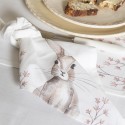 Clayre & Eef Napkins Cotton Set of 6 40x40 cm White Brown Cotton Square Rabbit