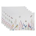 Clayre & Eef Tischsets 6er Set 48x33 cm Weiß Grün Baumwolle Rechteck Blumen