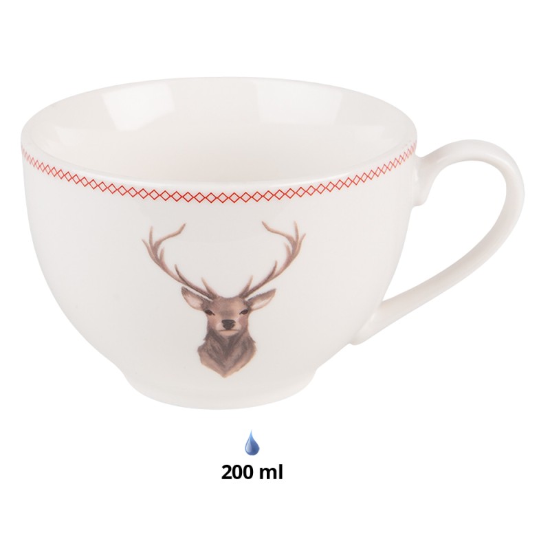 Clayre & Eef Cup and Saucer 200 ml Beige Porcelain Deer