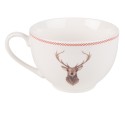 Clayre & Eef Cup and Saucer 200 ml Beige Porcelain Deer