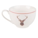 Clayre & Eef Tasse et soucoupe 200 ml Beige Porcelaine Cerf