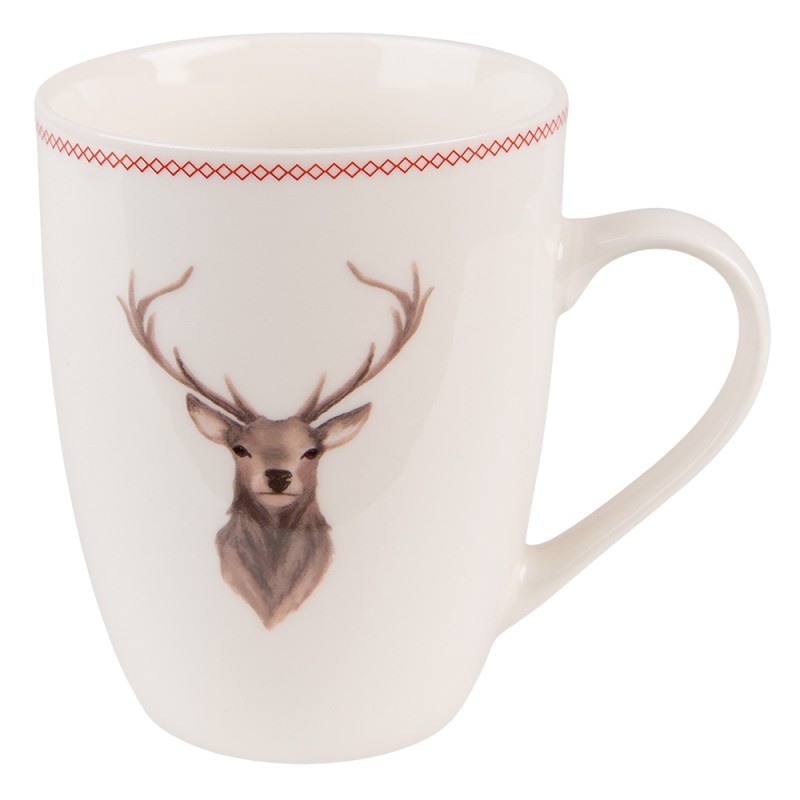 Clayre & Eef Mug 300 ml Beige Marron Porcelaine Cerf