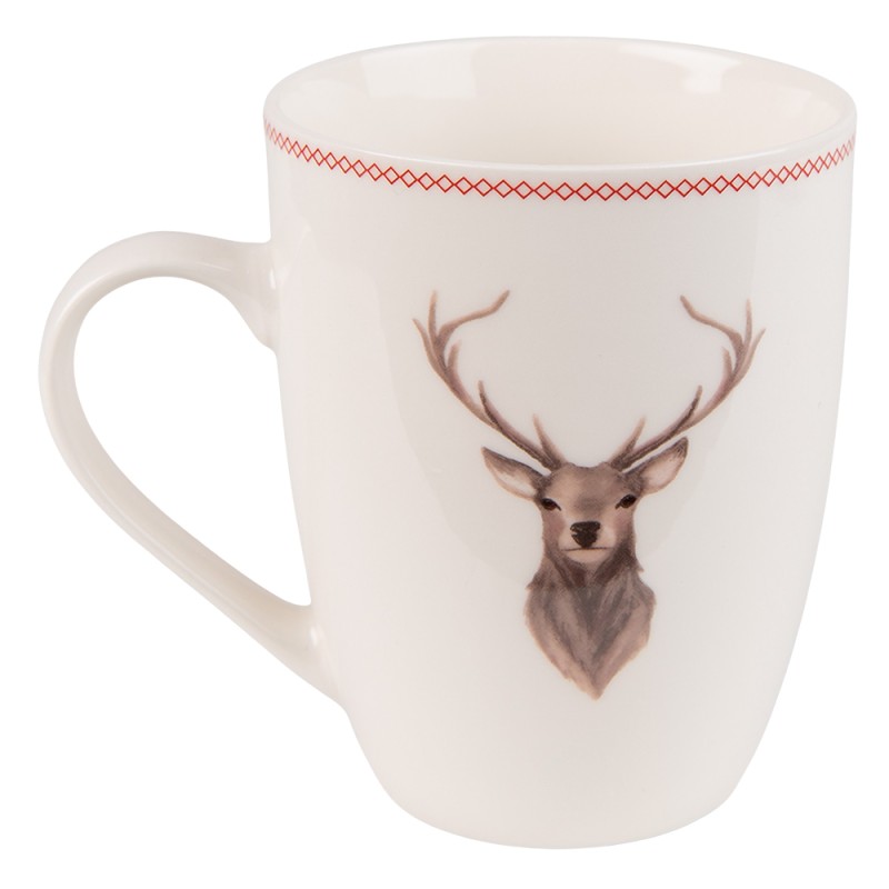 Clayre & Eef Mug 300 ml Beige Brown Porcelain Deer