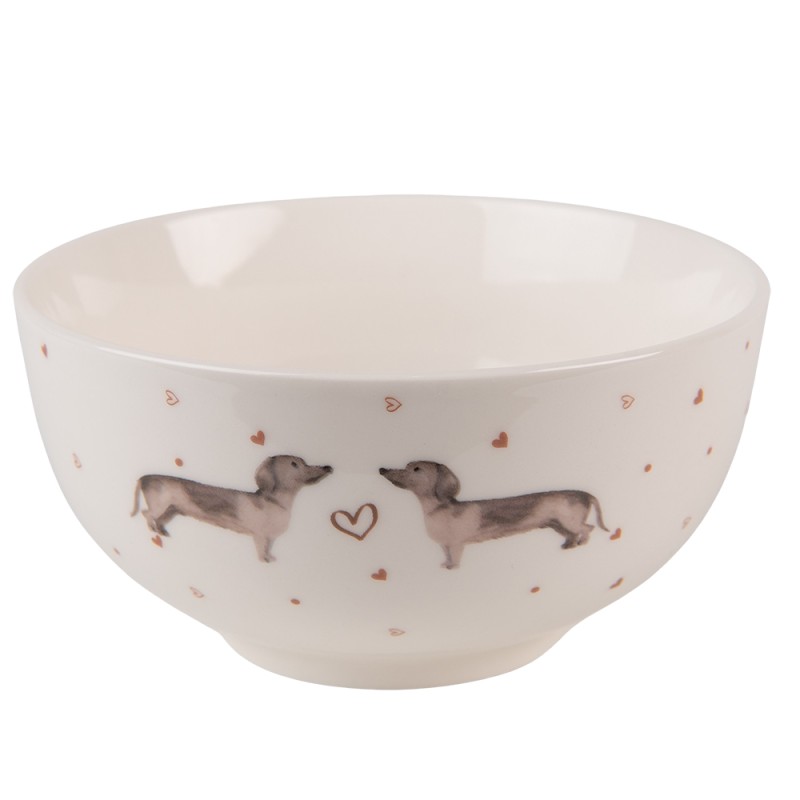 Clayre & Eef Soup Bowl 500 ml Beige Brown Porcelain Dachshunds
